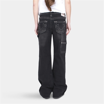 True Religion BOBBI Baggy Jeans Studded Carpenter Black Rinsed